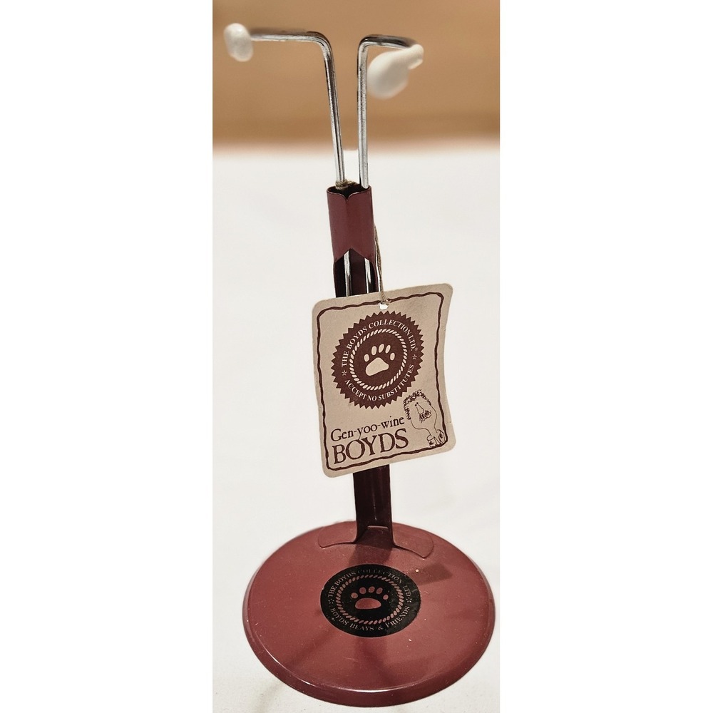 Boyds Bears Gen-yoo-wine Bear Display Stand Accessory Burgundy Metal Holder
